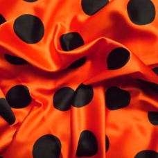 Ткань Атлас горох крупный (Оранжевый-черный)